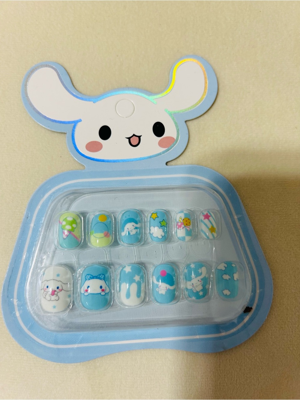 Sanrio Cinnamoroll Blue White Press-On Nails with Pastel Accents
